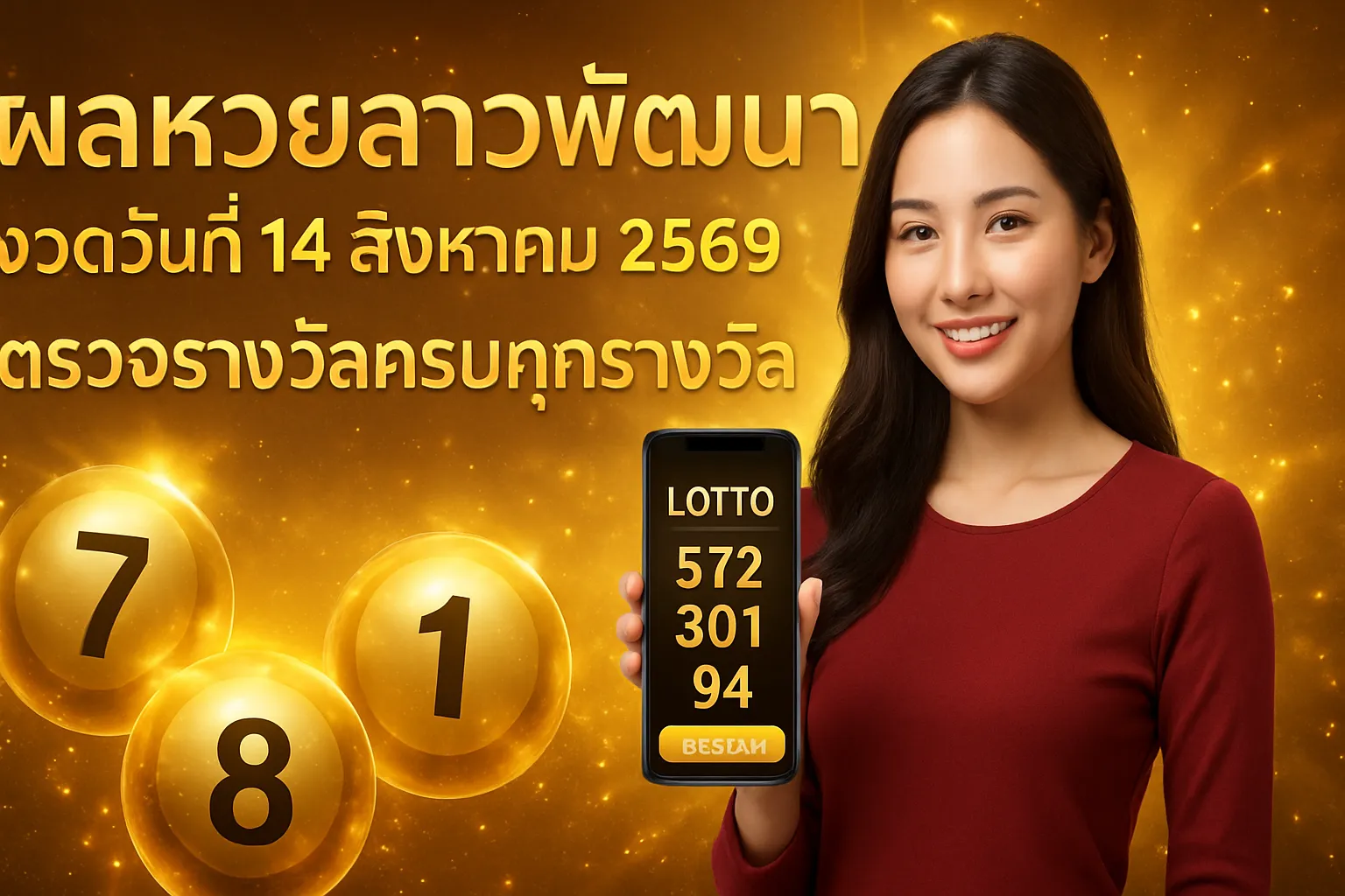 ภาพประกอบหัวข้อ ผลหวยลาวพัฒนา งวดวันที่ 14 สิงหาคม 2569